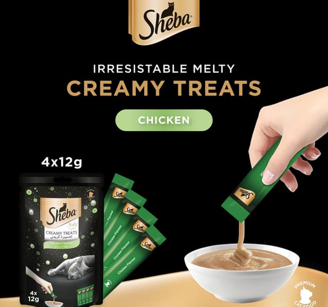 Sheba Creamy Treats Chicken Flavour Cat Treats 48 G