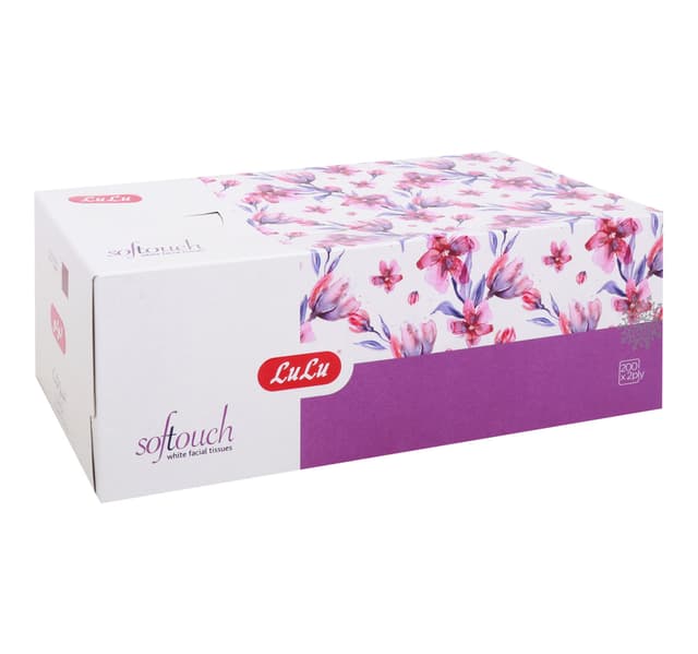 Lulu Softouch White Facial Tissue Pink 200s 2 Ply