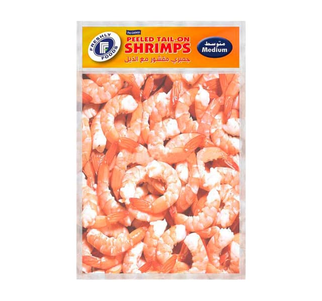 Freshly Food Pre Cooked Peeled Tail On Shrimps Medium 400 G