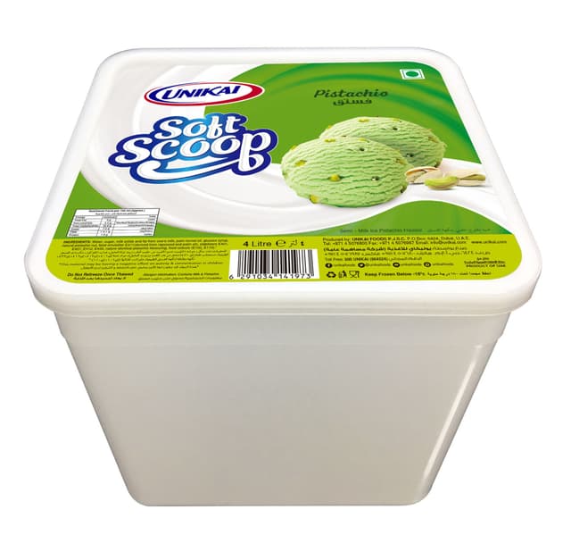 Unikai Soft Scoop Ice Cream Pistachio 4 Litre