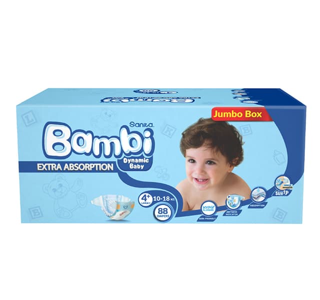 Sanita Bambi Baby Diaper Size 4 Large 10 18 Kg 88 Pcs
