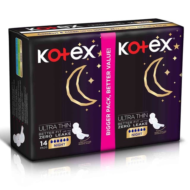 Kotex Ultra Thin Natural Night Sanitary Pads With Wings 14 Pcs