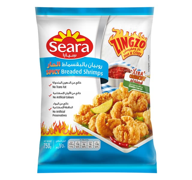 Seara Zingzo Hot Crispy Breaded Shrimps 750 G