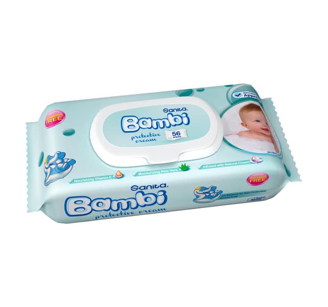 Sanita Bambi Baby Wipes Protective Cream 56 Pcs