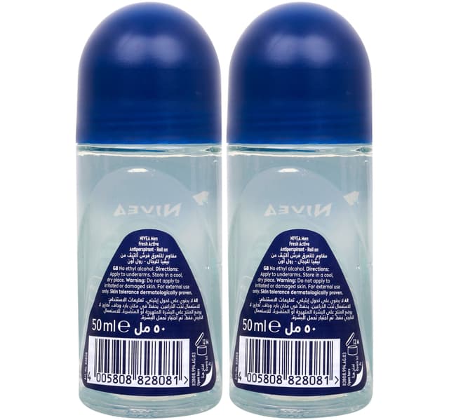 Nivea Men Fresh Active Roll On Deodorant 2 X 50 Ml