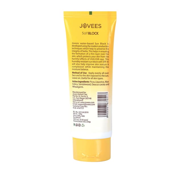 Jovees 3 In 1 Sun Block Spf 45 100 G