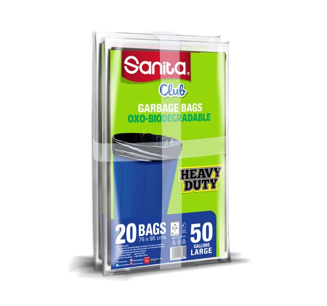 Sanita Club Garbage Bag Heavy Duty Large 50 Gallon Size 76 X 95cms 2 X