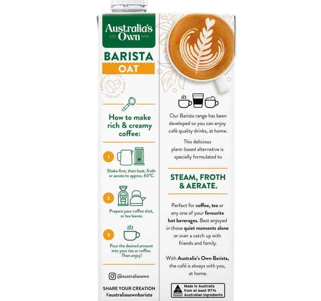 Australia S Own Barista Oat Milk 1 Litre