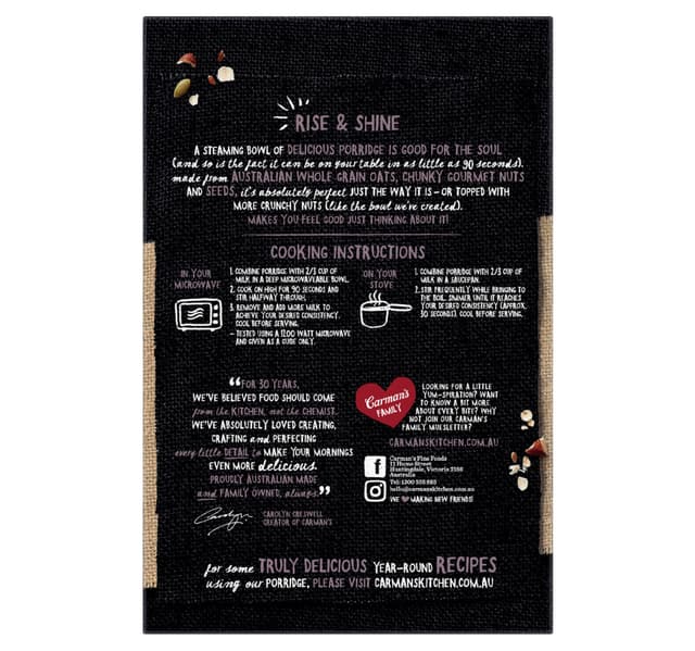 Carman S Porridge Sachets Almond Pecan Hazelnut 320 G