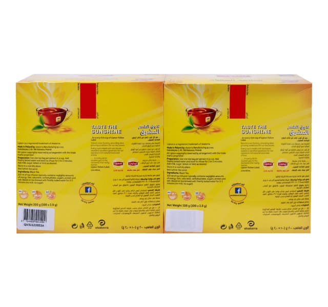 Lipton Yellow Label Black Tea 100 Teabags 2 X 200 G