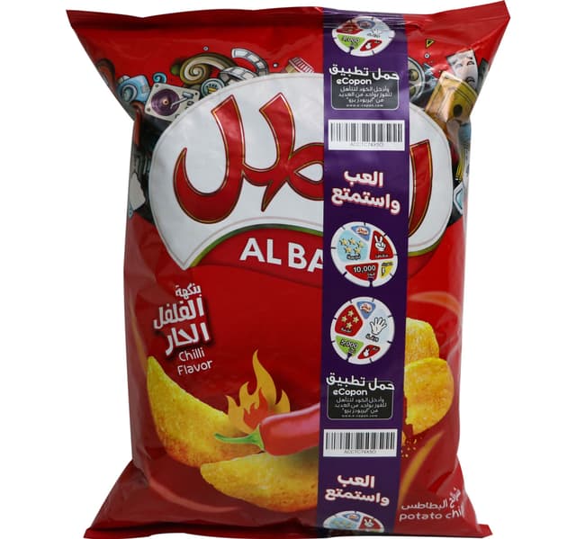 البطل رقائق بطاطس بنكهة الفلفل الحار، 110 جم