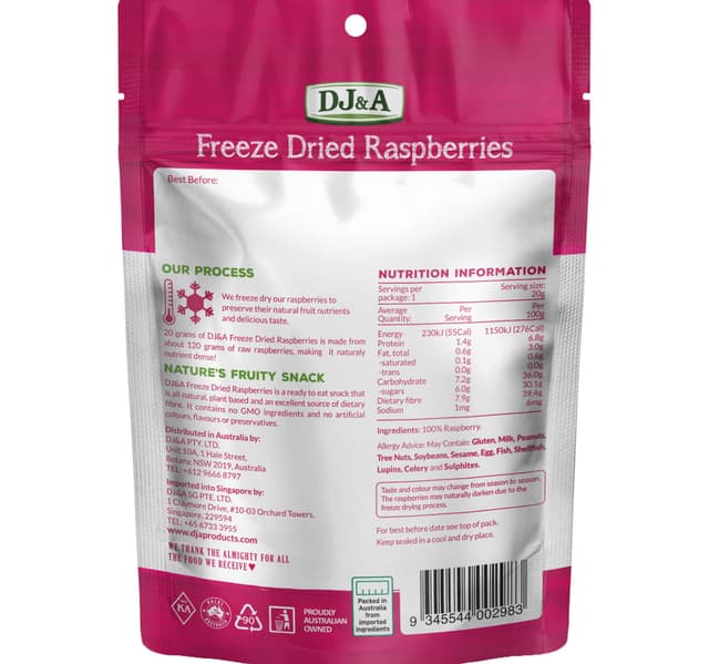 Dj A Freeze Dried Raspberries 20 G