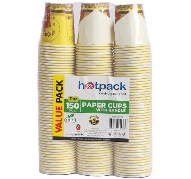 Hot Pack Paper Cups With Handle Value Pack 3 X 50pcs