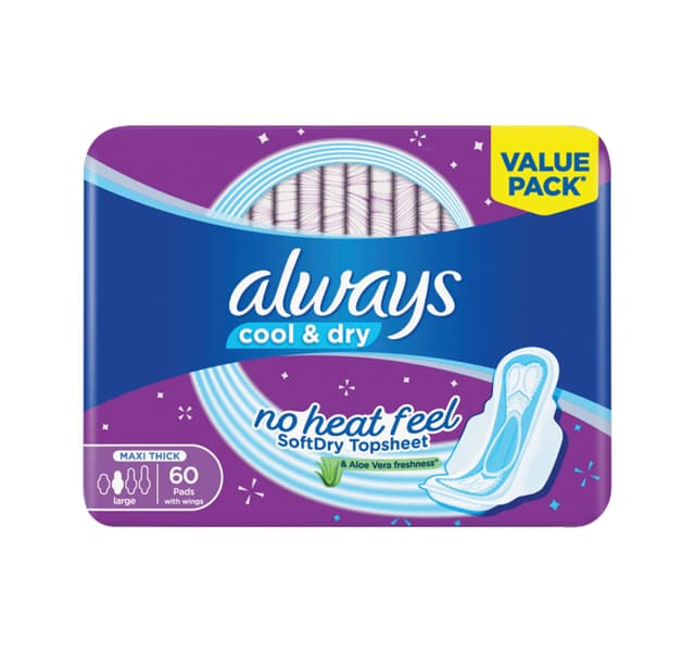 Always Cool Dry Maxi Thick Large Sanitary Pads With Wings Value Pack
