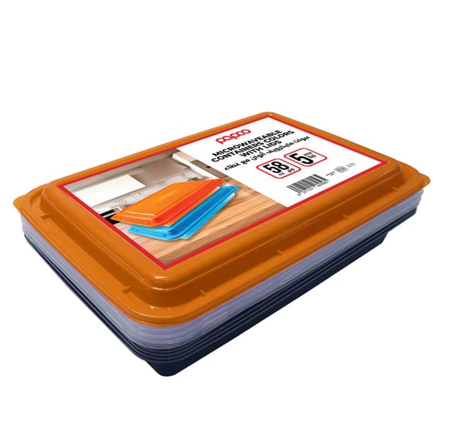 Papco Rectangular Food Container 58oz 5 Pcs