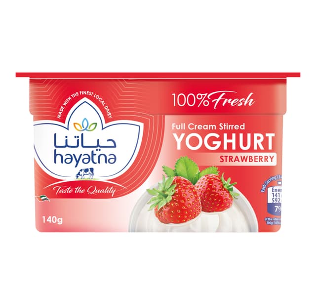Hayatna Full Cream Stirred Strawberry Yoghurt 140 G