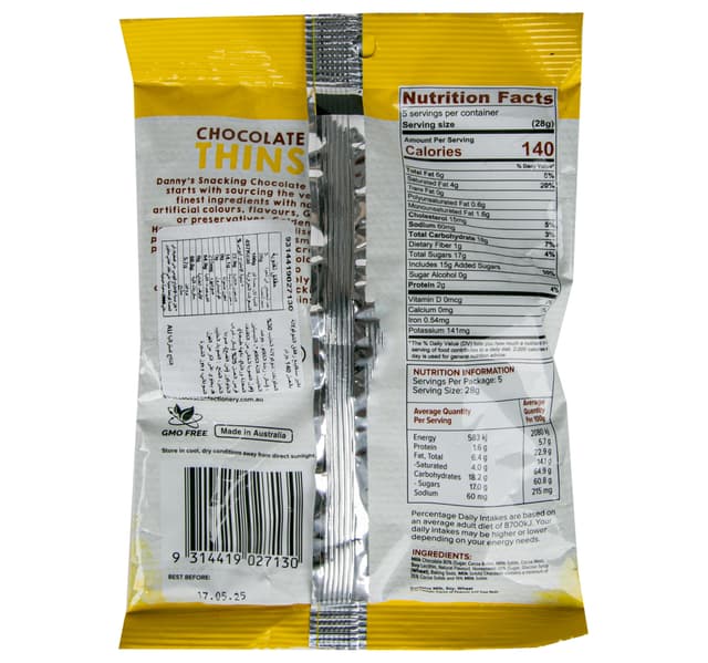 Cooks Danny S Chocolate Thins Milk Chocolate Honeycomb With Sea Salt 140 G