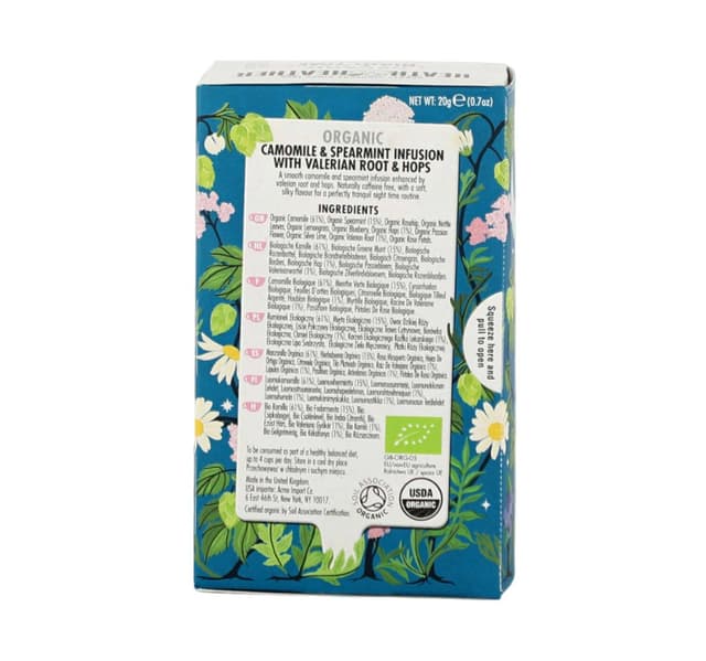 Heath & Heather Organic Camomile & Spearmint Infusion Tea 20 Teabags