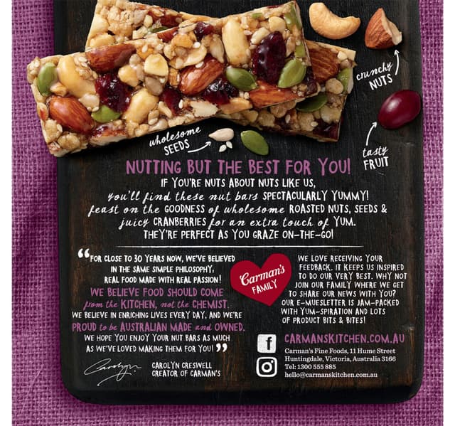 Carmans Almond Cashew Cranberry Nut Bar 35 G
