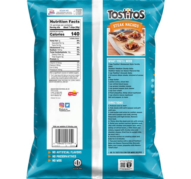 Tostitos Original Restaurant Style Tortilla Chips 2835 G
