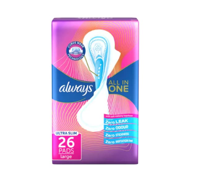 Always All In One Ultra Slim Large Sanitary Pads 26 Pcs