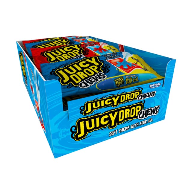 Bazooka Juicy Drop Chews Sour Gel Strawberry Raspberry 67 G