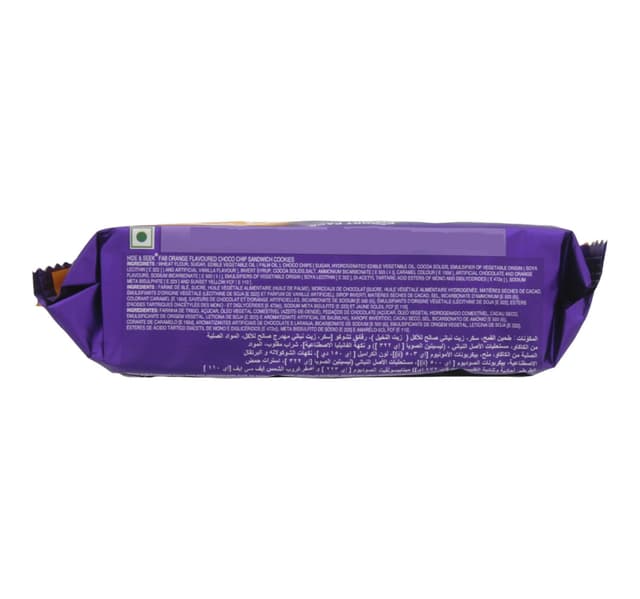 Parle Hide Seek Fab Orange Flavoured Choco Chip Sandwich Cookies 100 G