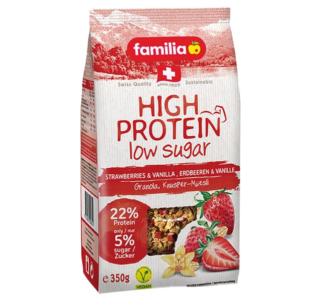 Familia High Protein Low Sugar Strawberries Vanilla Granola 350 G