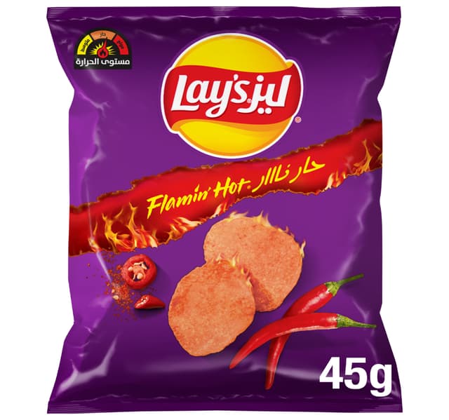 Lay S Flamin Hot Spicy Crunchy Potato Chips 45 G