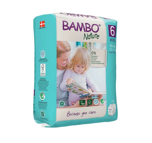 Bambo Nature Premium Eco Disposable Baby Diaper Size 6 Xxl 16 Kg Pack Of 20pcs