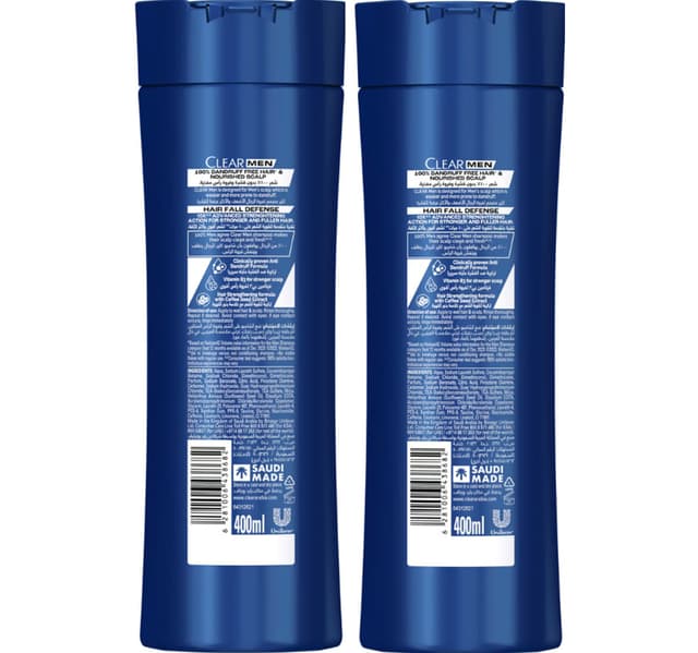 Clear Anti Dandruff Shampoo Cool Sport Menthol For Men 2 X 400 Ml