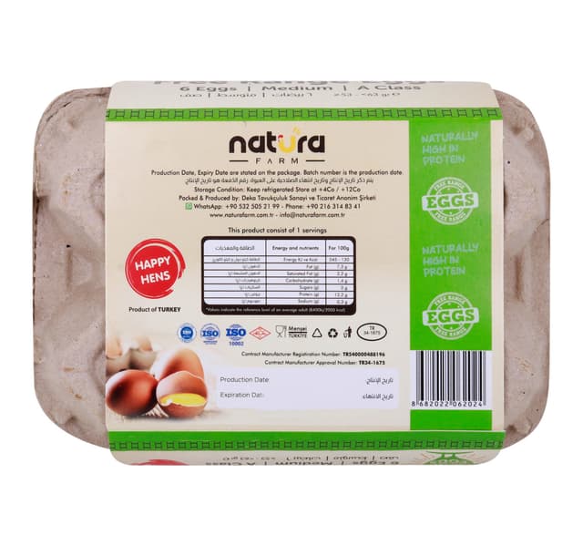 Natura Farm Free Range Eggs Medium 6 Pcs
