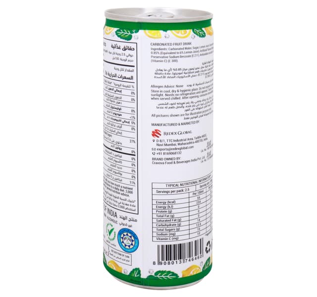 Cravova Classic Mojito Sparkling Mocktail Drink Can 250 Ml