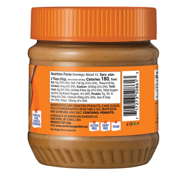 American Garden Vegan Gluten Free Creamy Peanut Butter 340 G