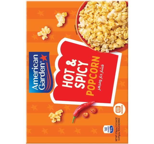 American Garden Gluten Free Microwave Hot Spicy Popcorn 273 G