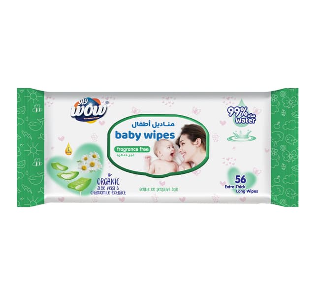 Wow Baby Wipes Extra Thick Long Fragrance Free 56 Pcs