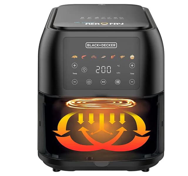 Black Decker Aerofry 7 In 1 8l Digital Air Fryer With Window 1700w Saf80w