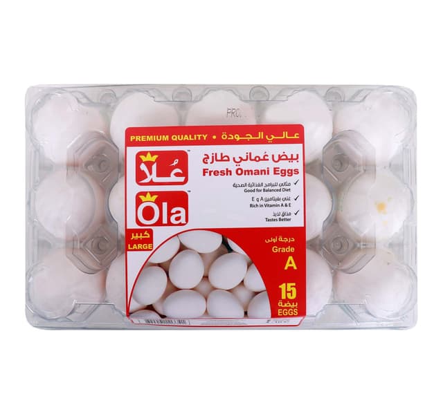 Ola White Eggs Large 15 Pcs