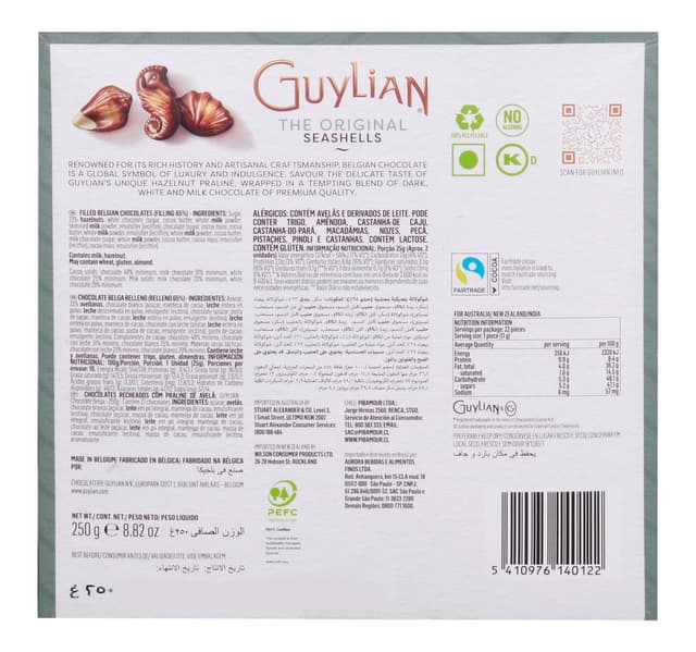 Guylian The Original Hazelnut Praline Filling Chocolate Seashells 22 Pcs 250 G