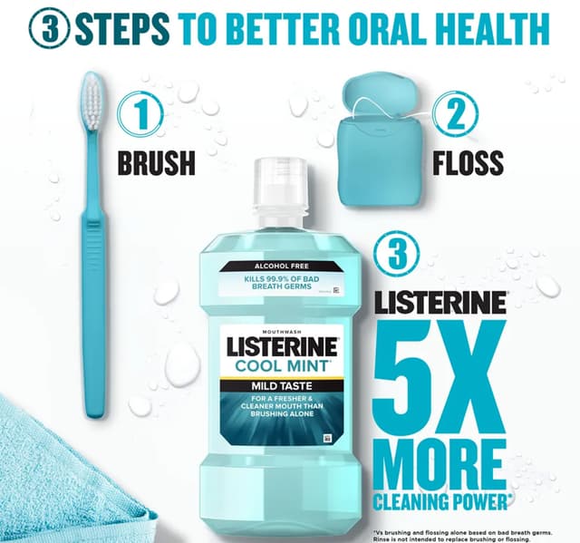 Listerine Fluoride Mouth Wash Cool Mint Mild Value Pack 2 X 500 Ml