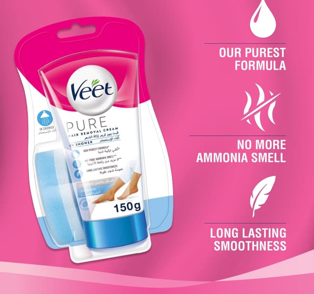 Veet In Shower Hair Removal Cream for Sensitive Skin Legs Body 150 G