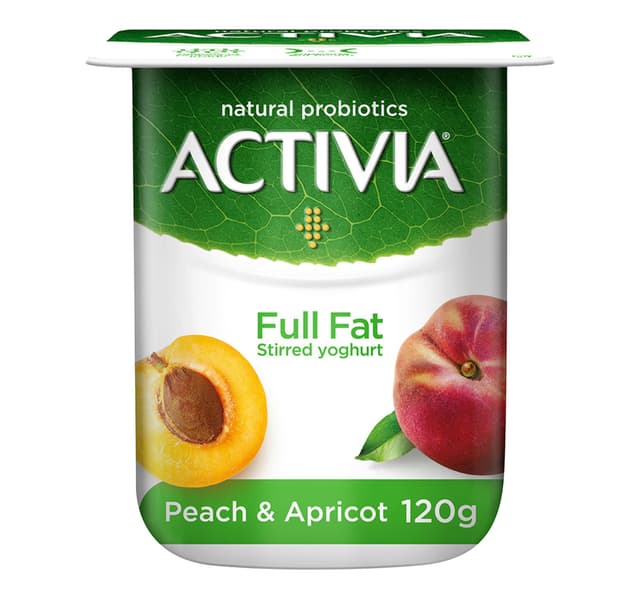 Activia Stirred Yoghurt Full Fat Peach Apricot 120 G