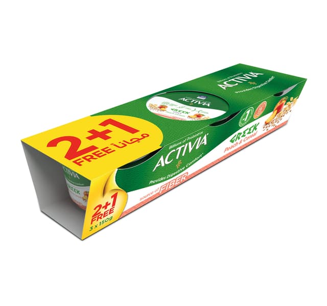 Activia Greek Peach Cereal Dessert Value Pack 3 X 150 G
