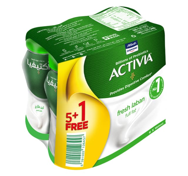 Activia Full Fat Fresh Laban Value Pack 6 X 180 Ml