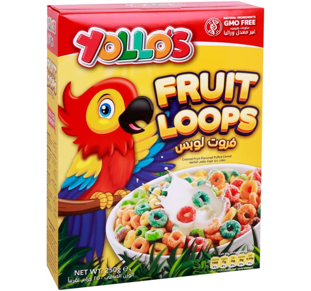 Yollo's Fruit Loops Colored Fruit Flavored Puffed Cereal 250 g