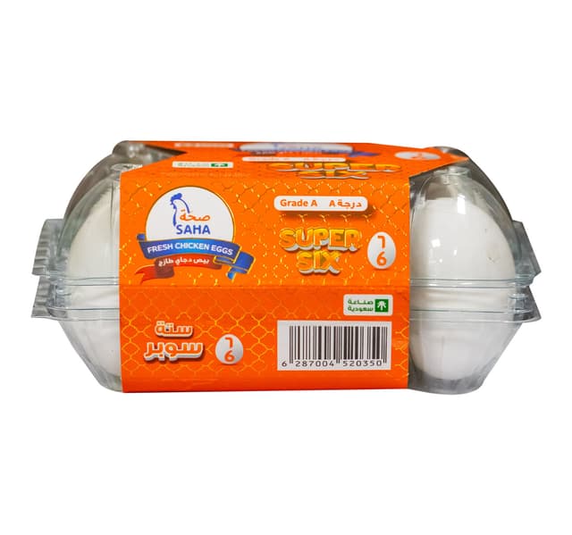 Saha Super Six Fresh White Eggs 6 Pcs