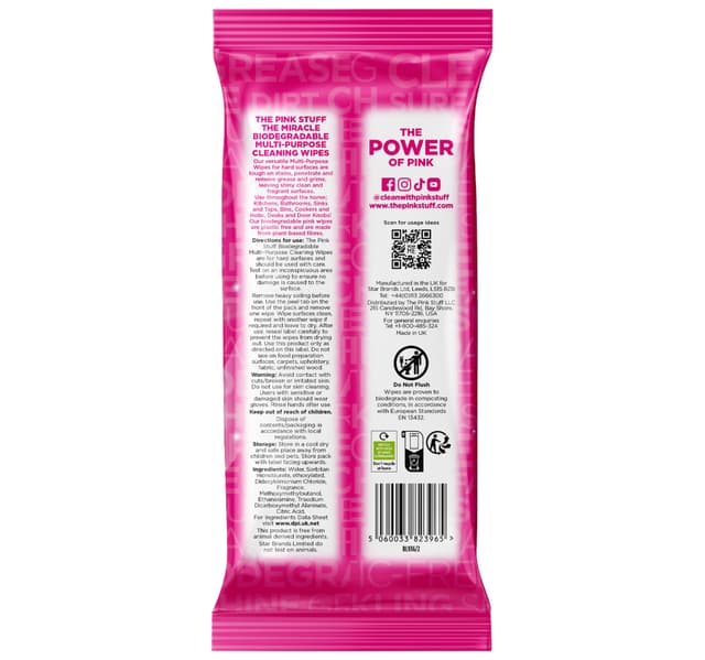 Star Drops Pink Stuff Miracle Biodegradable Cleaning Wipes 72 Pcs