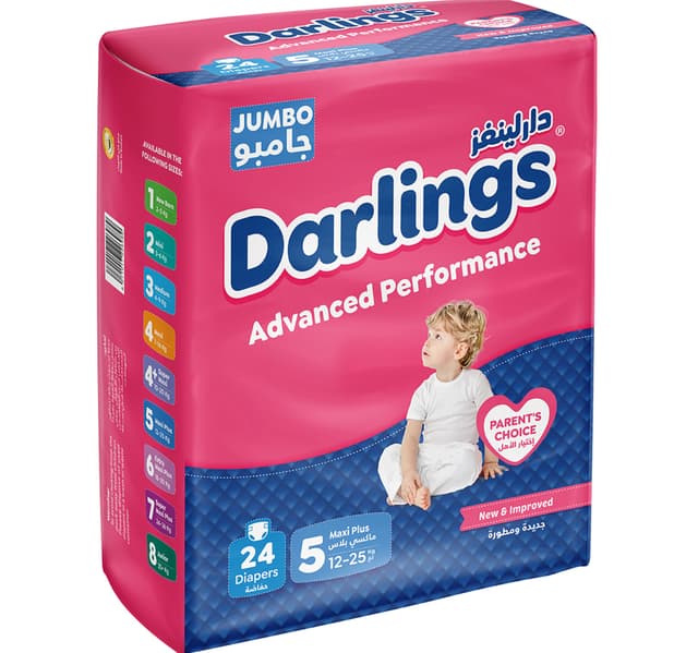 Darlings Advanced Performance Diapers Size 5 Maxi Plus 12-25kg 24 pcs