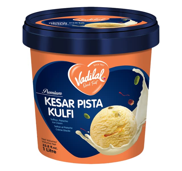 Vadilal Premium Kesar Pista Kulfi Ice Cream 1 Litre