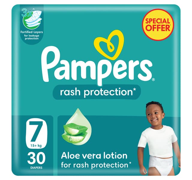 Pampers Rash Protection Diaper With Aloe Vera Lotion Size 7 15 Kg Value Pack 30 Pcs